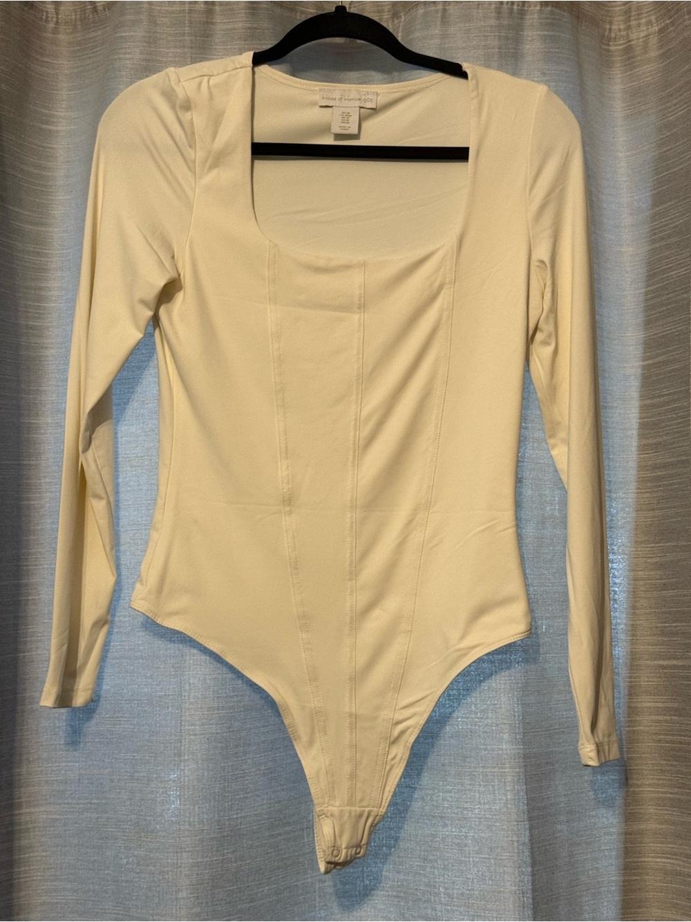 House of Harlow 1960 Off-White Cream Sexy Square Neck Bodysuit Sz M EUC